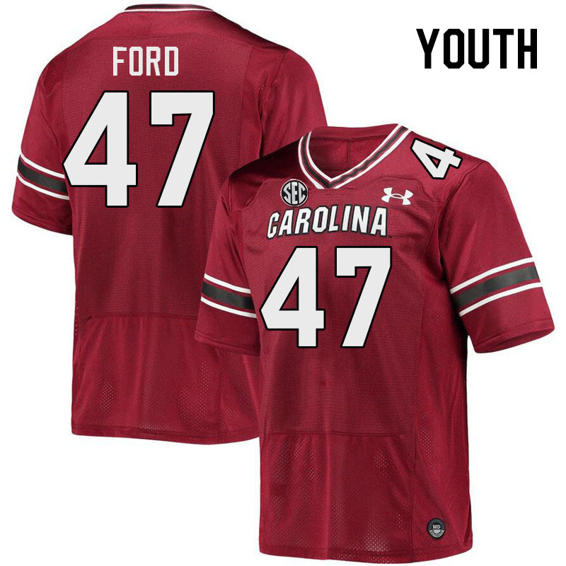 Youth #47 King-Demenian Ford South Carolina Gamecocks 2023 College Football Jerseys Stitched-Garnet